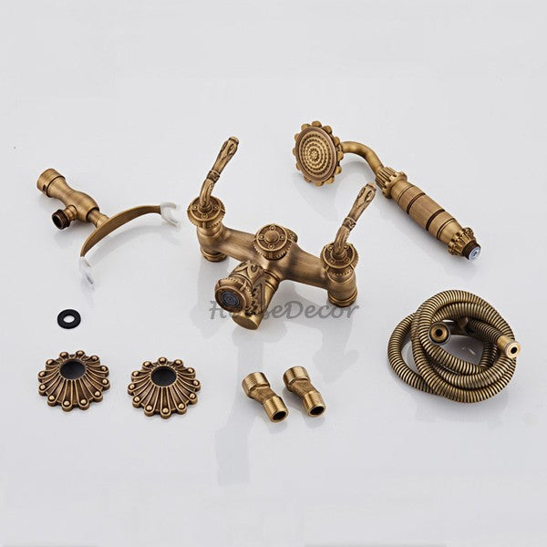 Antique Brass bath shower mixer tap wall mounted design additional view