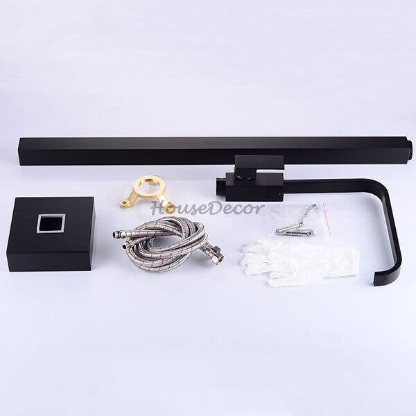 Black bath shower mixer tap floor mounted design additional view