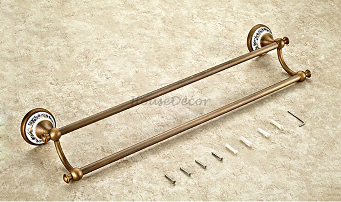 Antique Brass towel rack wall mounted design additional view