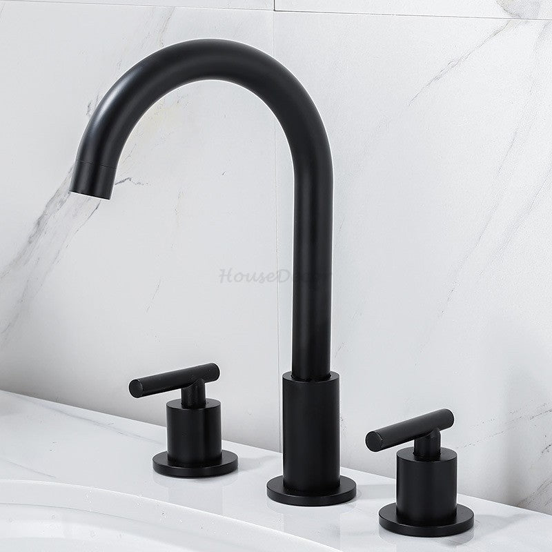 Modern bath shower mixer tap dual handle control main view