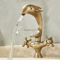 Antique Brass bath shower mixer tap dual handle control detail view