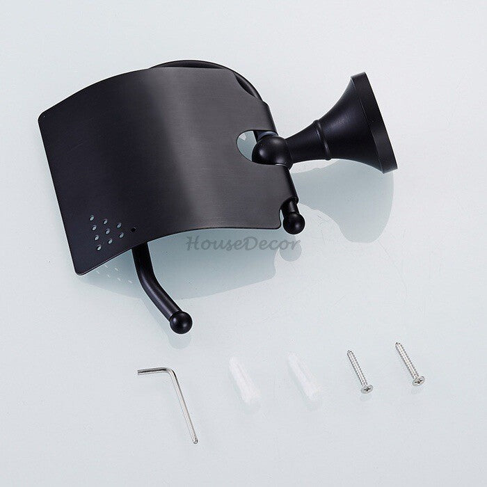 Black toilet paper holder detailed product view detail view