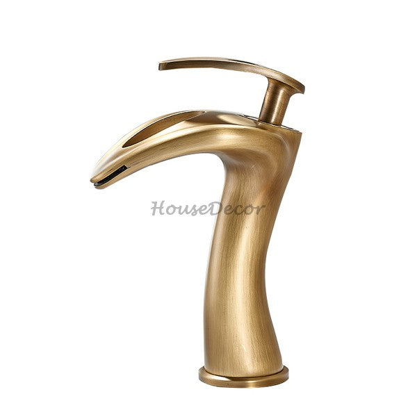 Antique Brass bath shower mixer tap waterfall spout main view