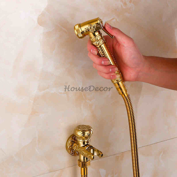 Gold home product handheld shower set detail view