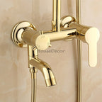 Gold Brass bath shower mixer tap wall mounted design detail view
