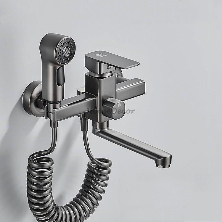 Modern bath shower mixer tap wall mounted design detail view