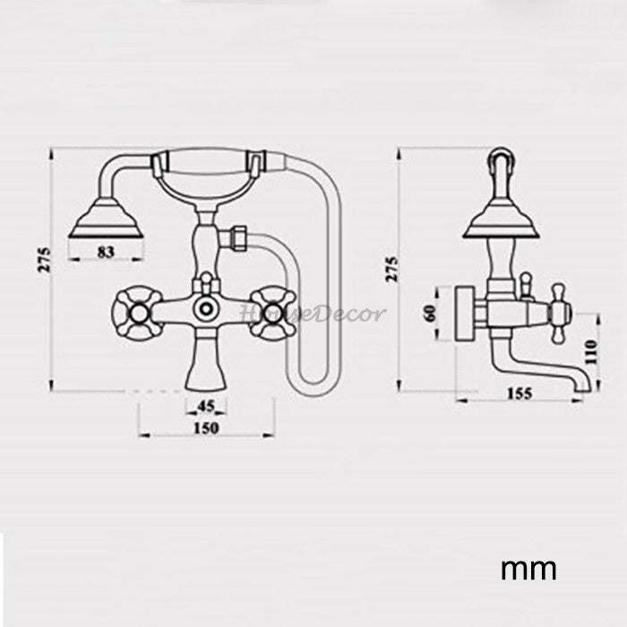 Gold Brass bath shower mixer tap wall mounted design additional view