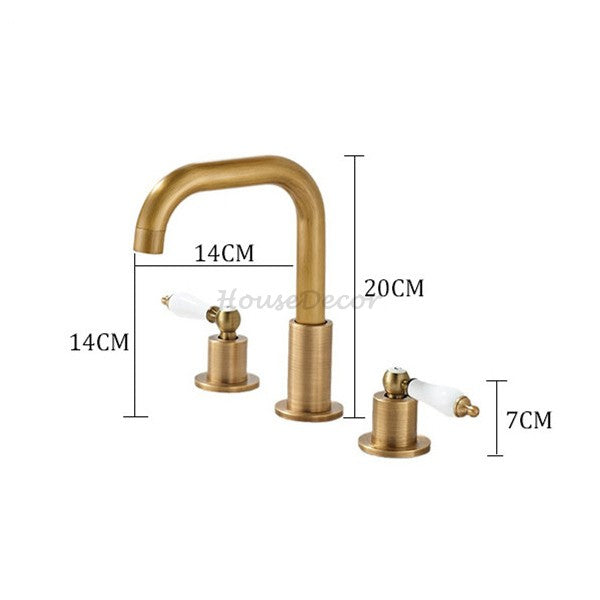 Antique Brass bath shower mixer tap dual handle control additional view