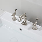 Modern bath shower mixer tap dual handle control detail view