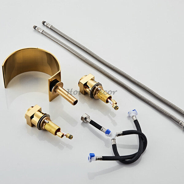 Gold bath shower mixer tap waterfall spout additional view