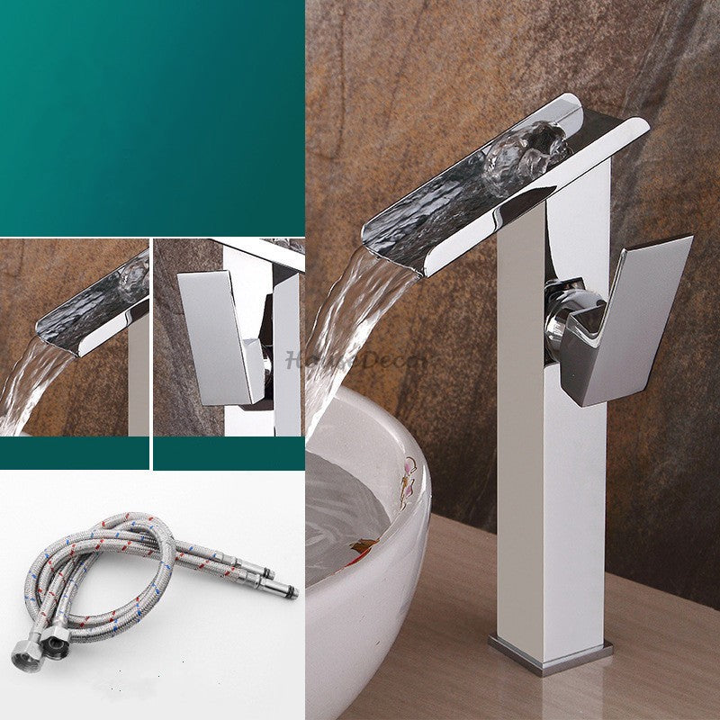 Gold bathroom basin mixer tap waterfall spout additional view