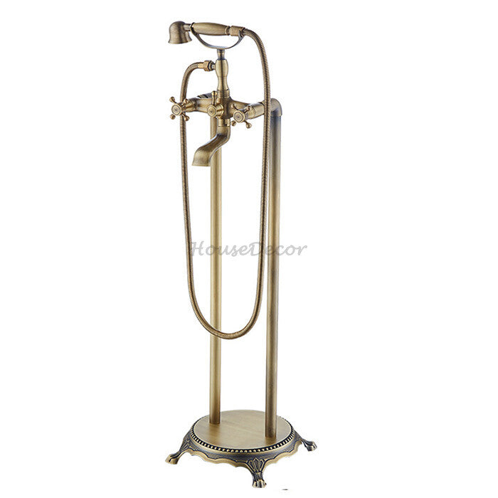Antique Brass bath shower mixer tap floor mounted design main view