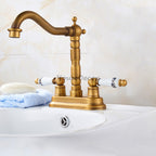 Antique Brass kitchen sink mixer tap swivel spout detail view