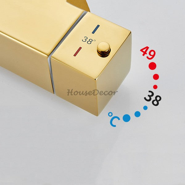 Gold bath shower mixer tap thermostatic control additional view