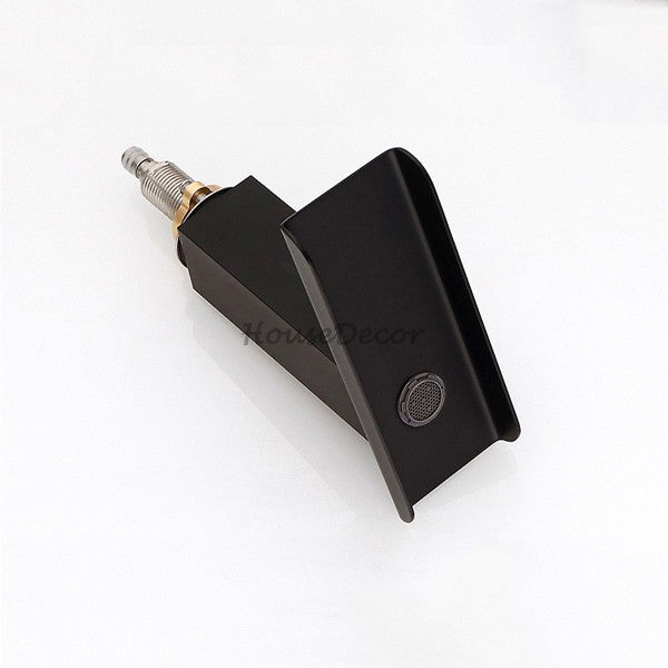 Black bath shower mixer tap waterfall spout additional view