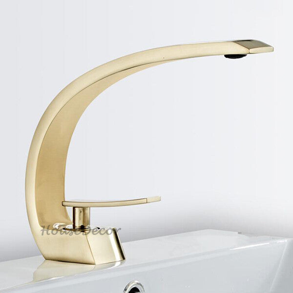 Gold bath shower mixer tap deck mounted design main view