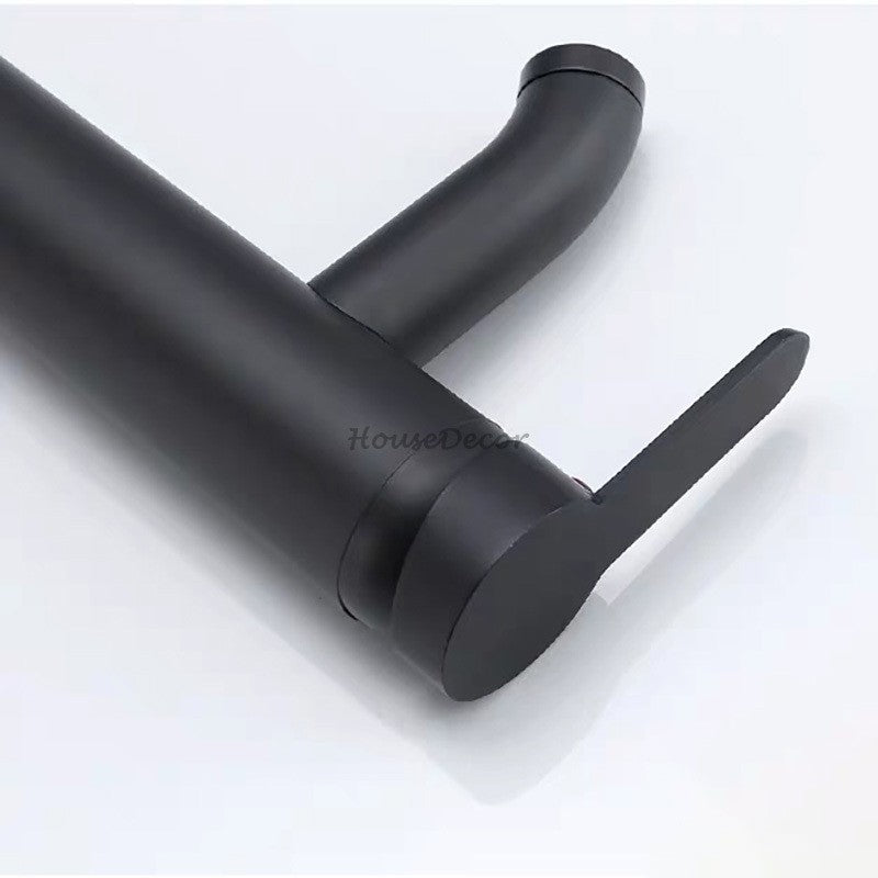 Matte Black bathroom basin mixer tap waterfall spout additional view