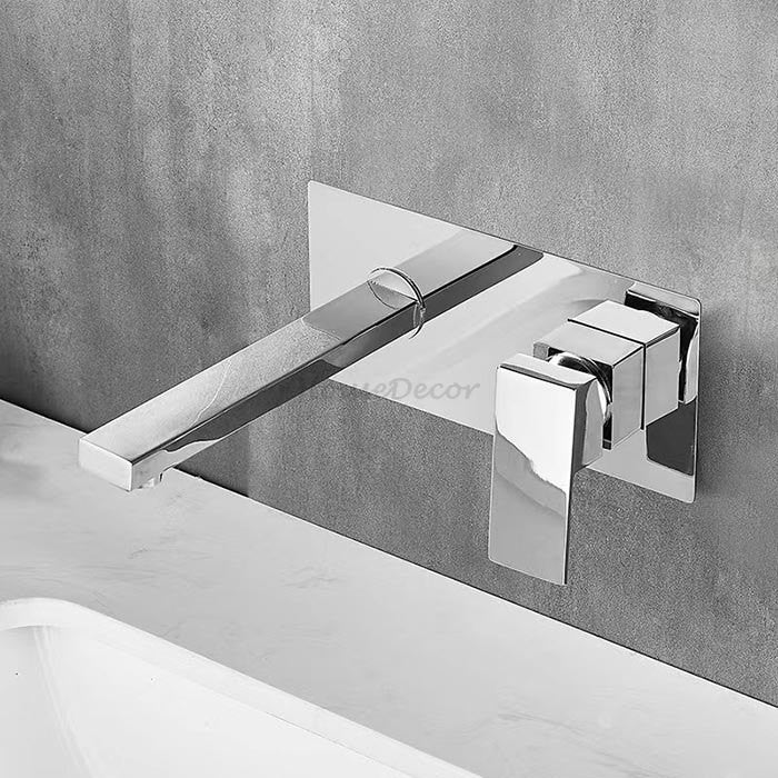 Chrome bath shower mixer tap single lever control detail view
