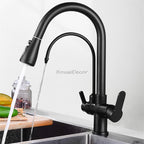 Modern kitchen sink mixer tap pull out spray main view