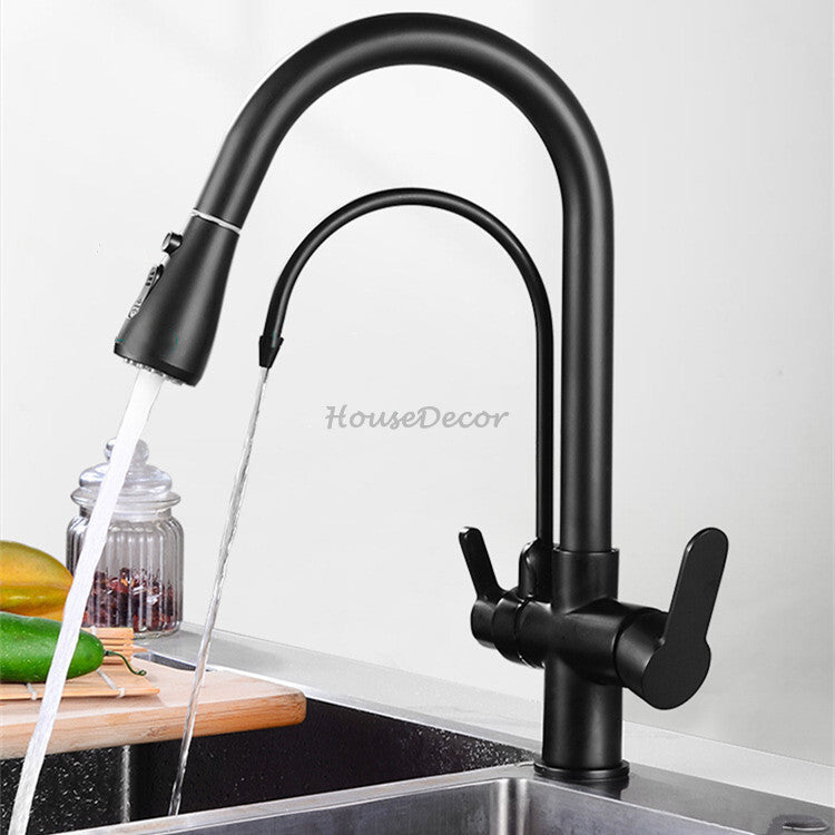 Modern kitchen sink mixer tap pull out spray main view