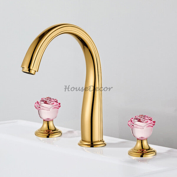 Brass bathroom basin mixer tap 3 hole installation main view