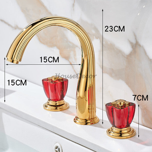 Gold bath shower mixer tap dual handle control additional view