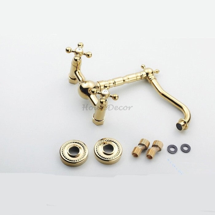 Gold kitchen sink mixer tap swivel spout additional view
