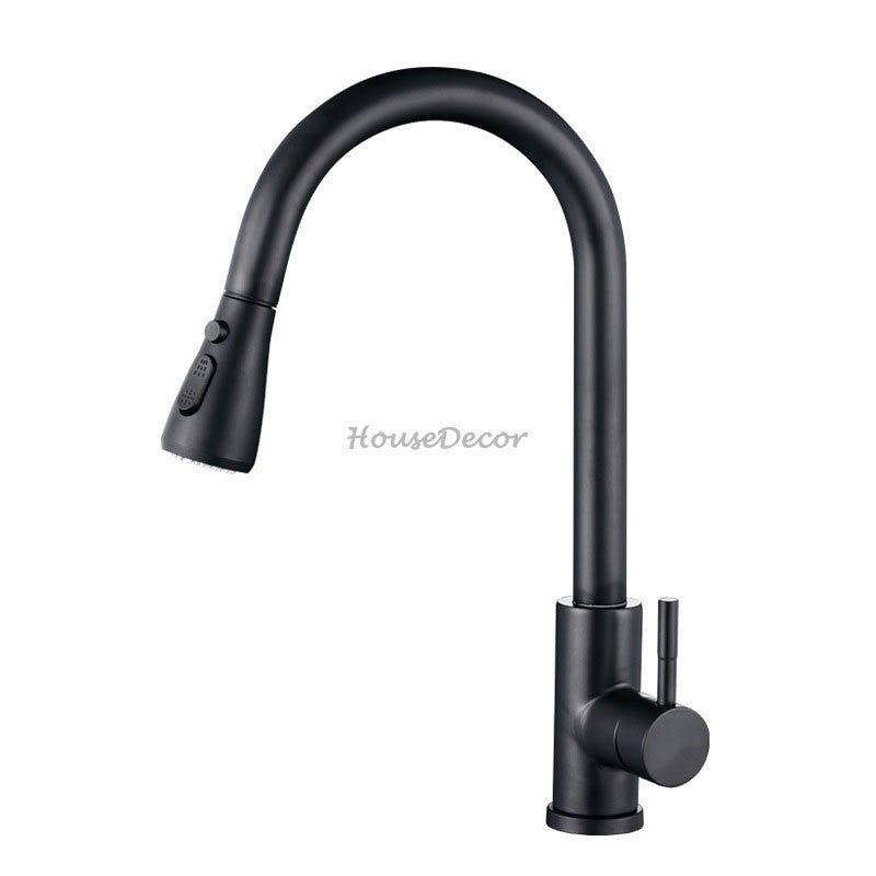 Modern Stainless Steel kitchen sink mixer tap pull out spray detail view