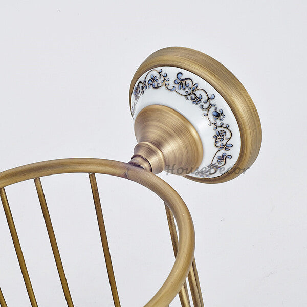 Antique Brass toilet paper holder wall mounted design detail view
