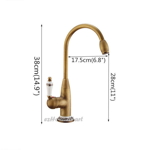 Antique Brass bathroom basin mixer tap swivel spout additional view
