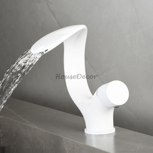 Modern bathroom basin mixer tap waterfall spout additional view