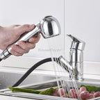 Brass kitchen sink mixer tap pull out spray main view
