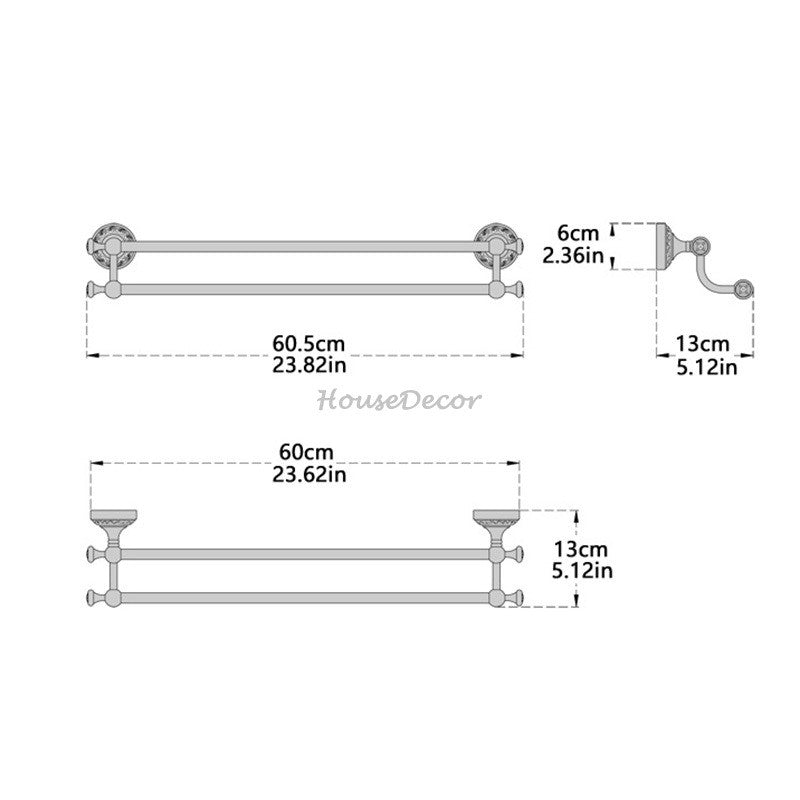 Antique Brass towel rack detailed product view additional view