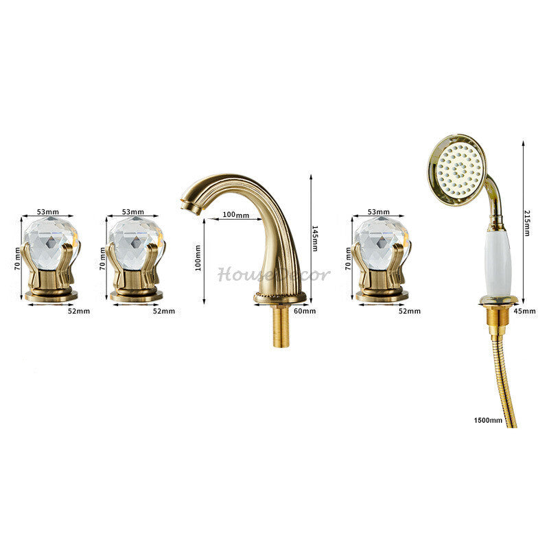 Brushed Gold bath shower mixer tap handheld shower set additional view