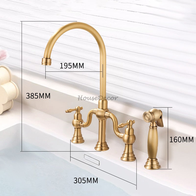 Modern kitchen sink mixer tap dual handle control additional view