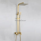 Brushed Gold bath shower mixer tap swivel spout detail view
