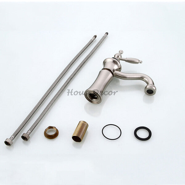 Brushed Nickel bath shower mixer tap single lever control detail view