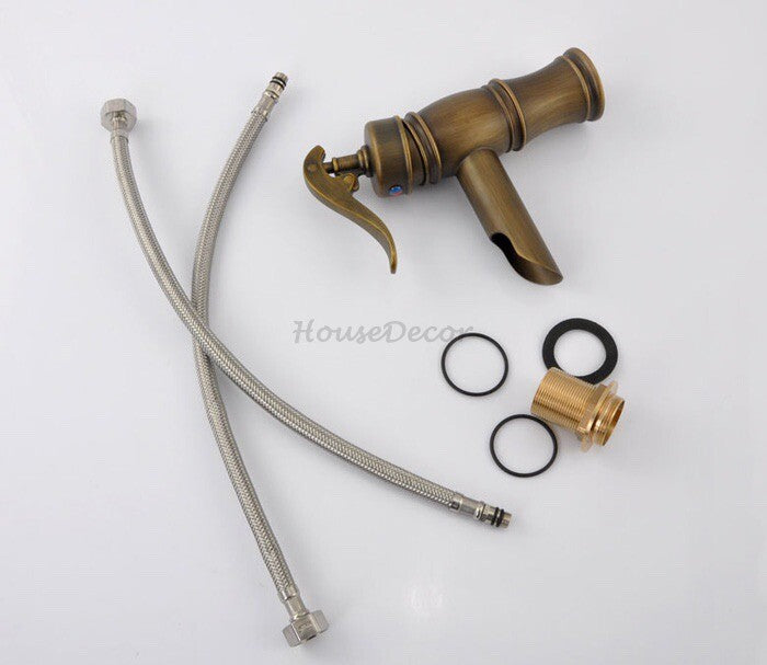 Antique Brass bath shower mixer tap deck mounted design detail view