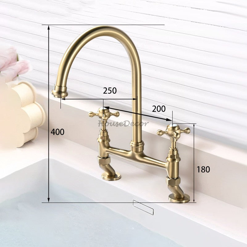 Brushed Gold bath shower mixer tap handheld shower set detail view