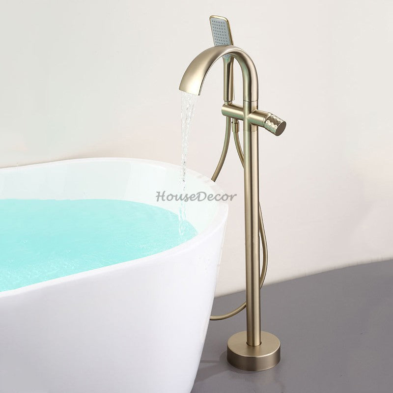 Modern bath shower mixer tap waterfall spout detail view