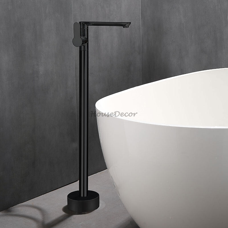 Modern bath shower mixer tap floor mounted design detail view