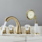 Brushed Gold bath shower mixer tap handheld shower set main view