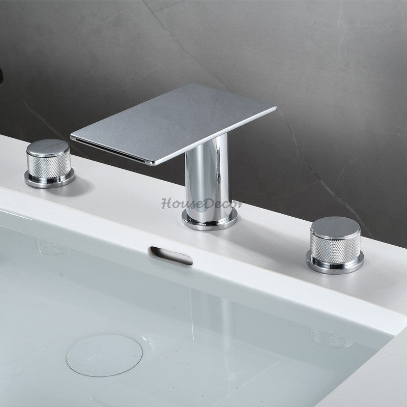 Modern bath shower mixer tap waterfall spout detail view