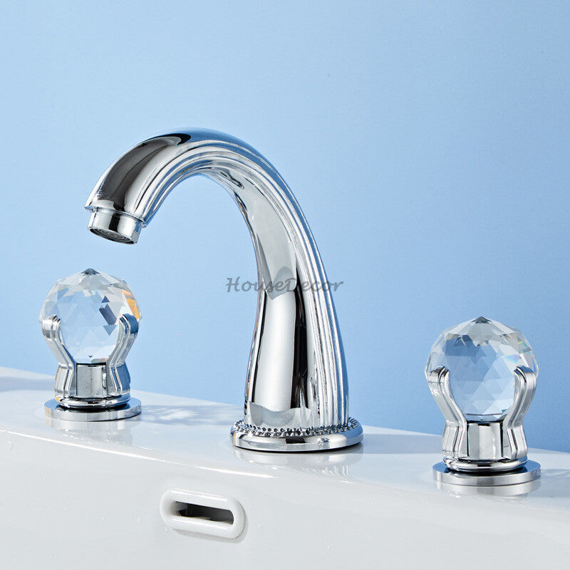 Modern bathroom basin mixer tap 3 hole installation additional view