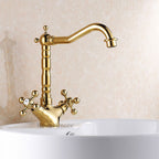 Gold Brass bath shower mixer tap swivel spout main view
