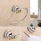 Chrome Ceramic towel ring wall mounted design detail view