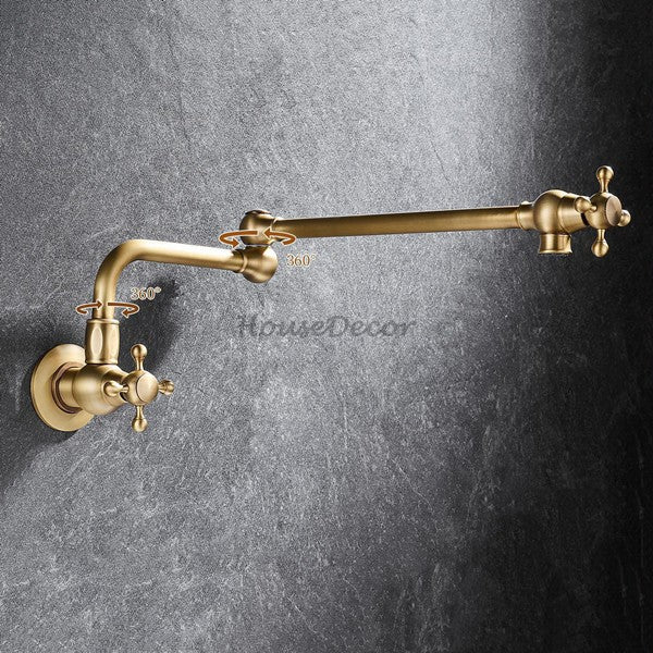 Antique Brass kitchen sink mixer tap folding spout additional view