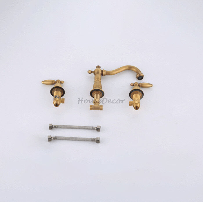 Antique Brass bath shower mixer tap 3 hole installation additional view