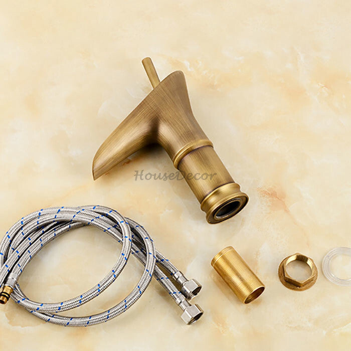 Antique Brass bath shower mixer tap waterfall spout additional view