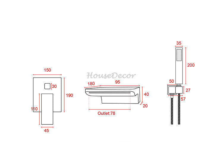Modern bath shower mixer tap waterfall spout additional view